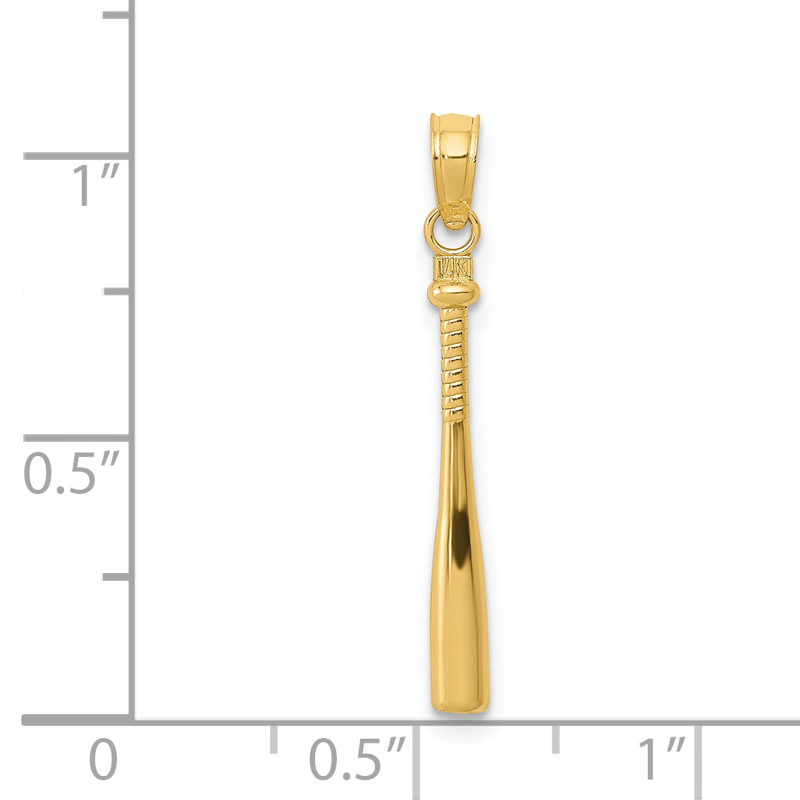 14K Yellow Gold 3-D Baseball Bat Pendant