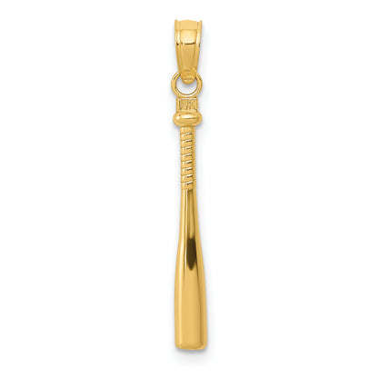 14K Yellow Gold 3-D Baseball Bat Pendant