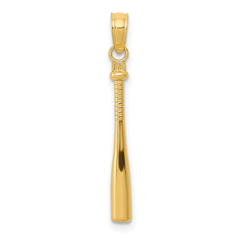 14K Yellow Gold 3-D Baseball Bat Pendant
