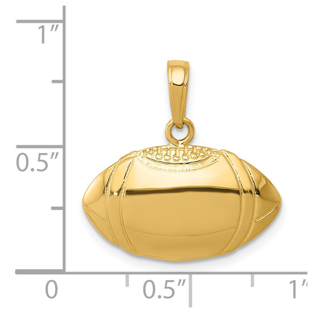 14K Yellow Gold Football Profile Pendant