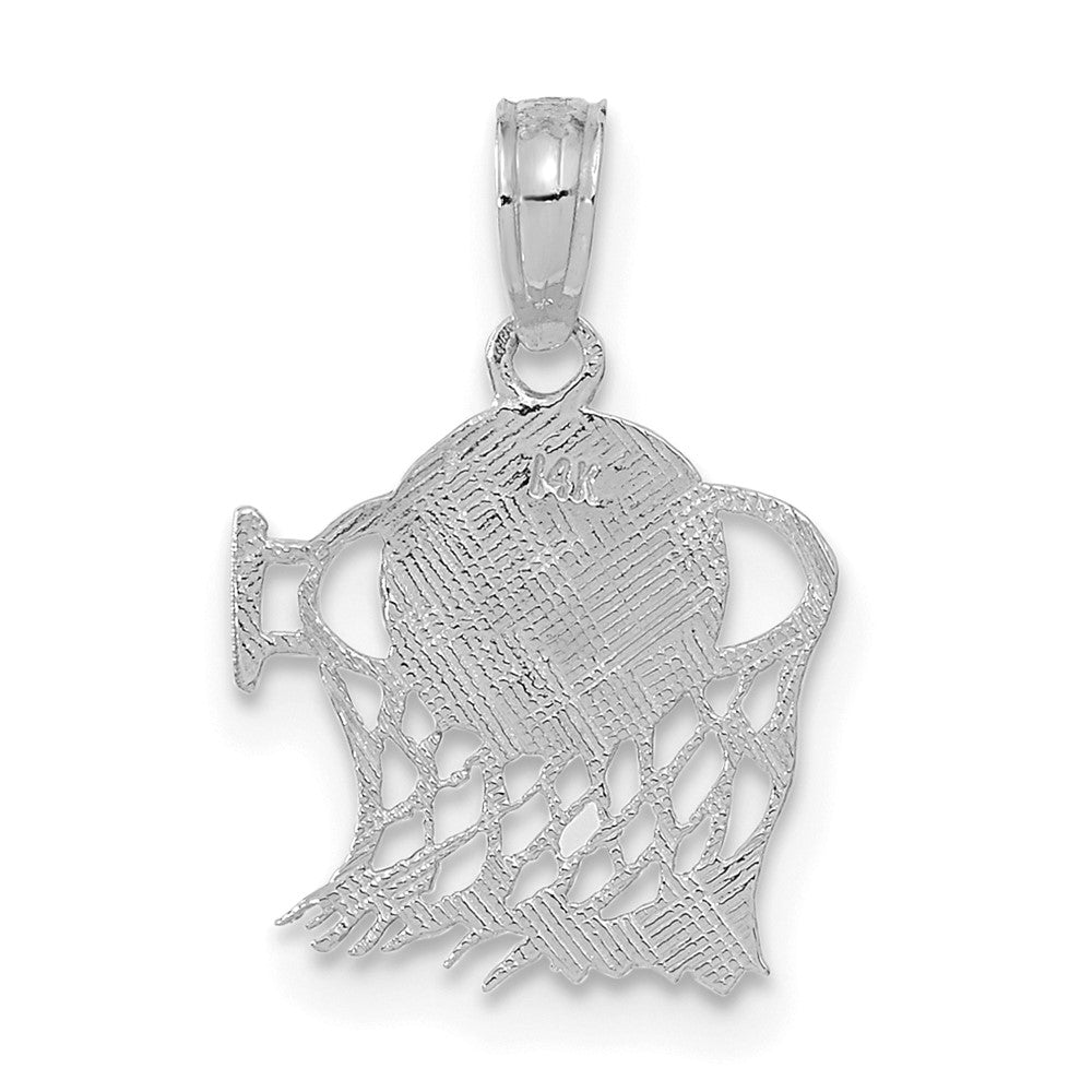 14K White Gold Basketball In Net Pendant