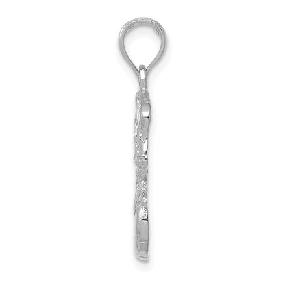14k White Gold Swoosh Basketball and Net Pendant