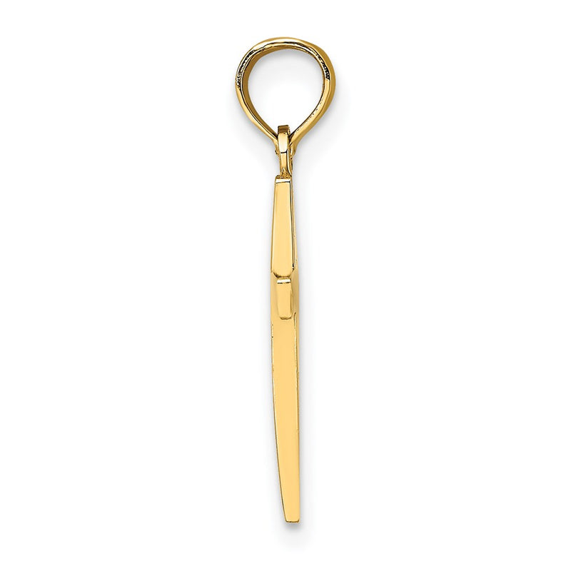 14K Yellow Gold Beveled Cross Charm