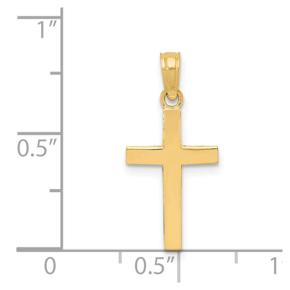 14K Yellow Gold Beveled Cross Charm