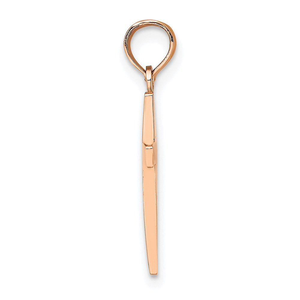 14K Rose Gold Beveled Cross Charm