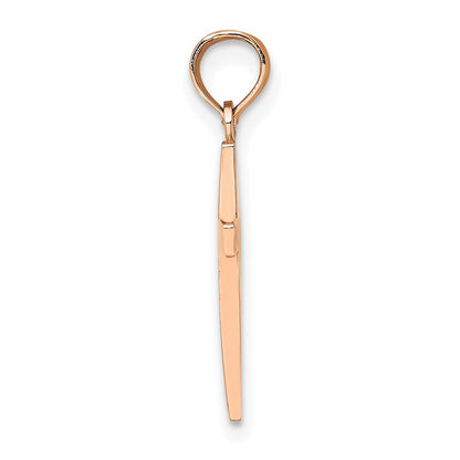 14K Rose Gold Beveled Cross Charm