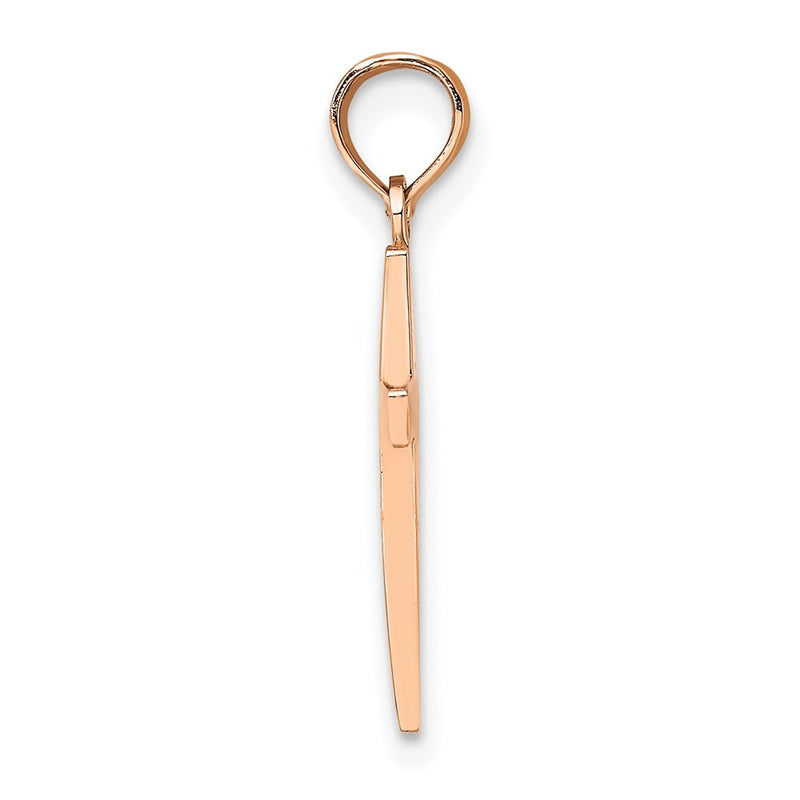 14K Rose Gold Beveled Cross Charm