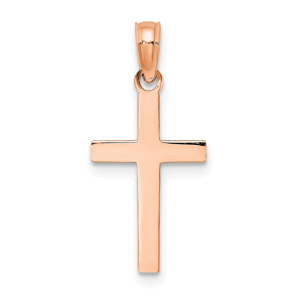 14K Rose Gold Beveled Cross Charm