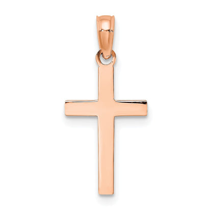14K Rose Gold Beveled Cross Charm
