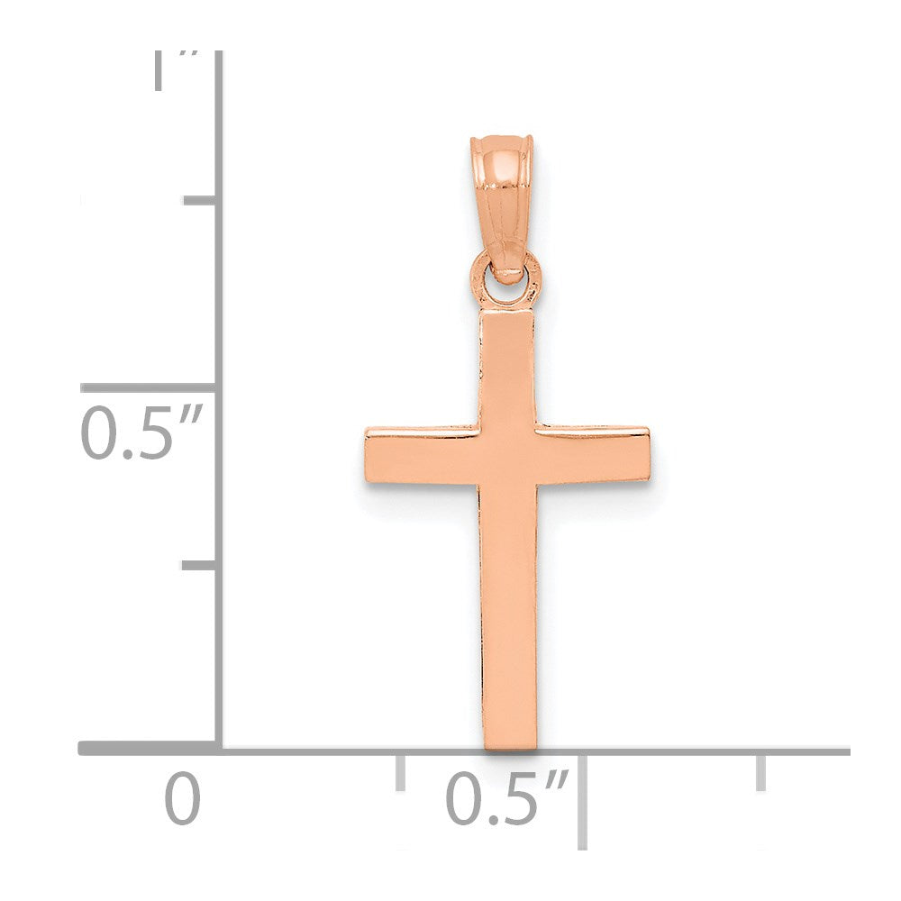 14K Rose Gold Beveled Cross Charm
