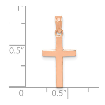 14K Rose Gold Beveled Cross Charm