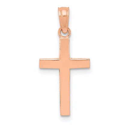 14K Rose Gold Beveled Cross Charm