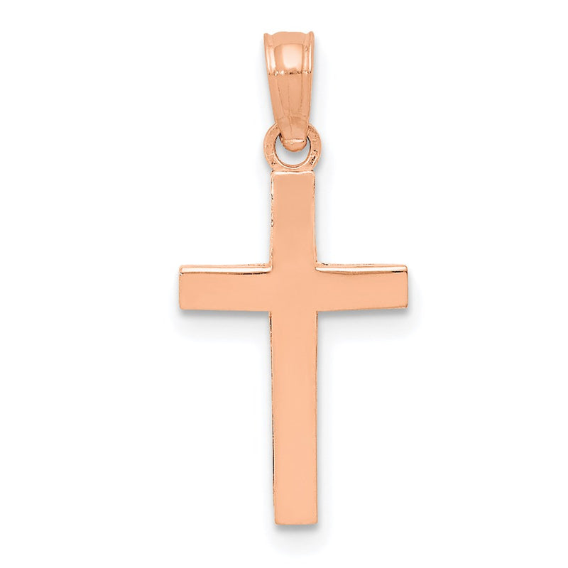 14K Rose Gold Beveled Cross Charm
