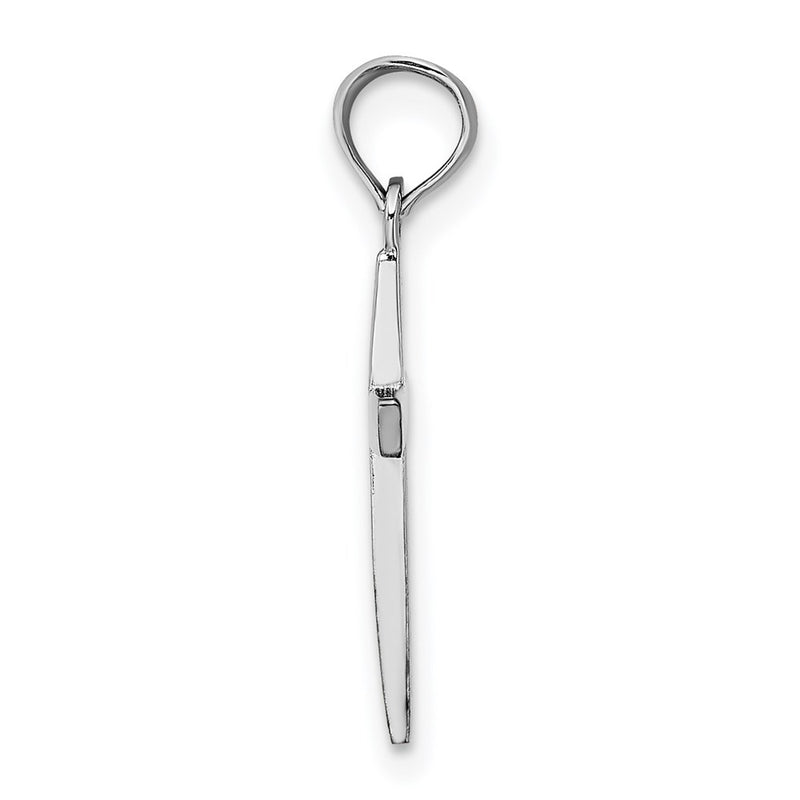 14K White Gold Beveled Cross Charm