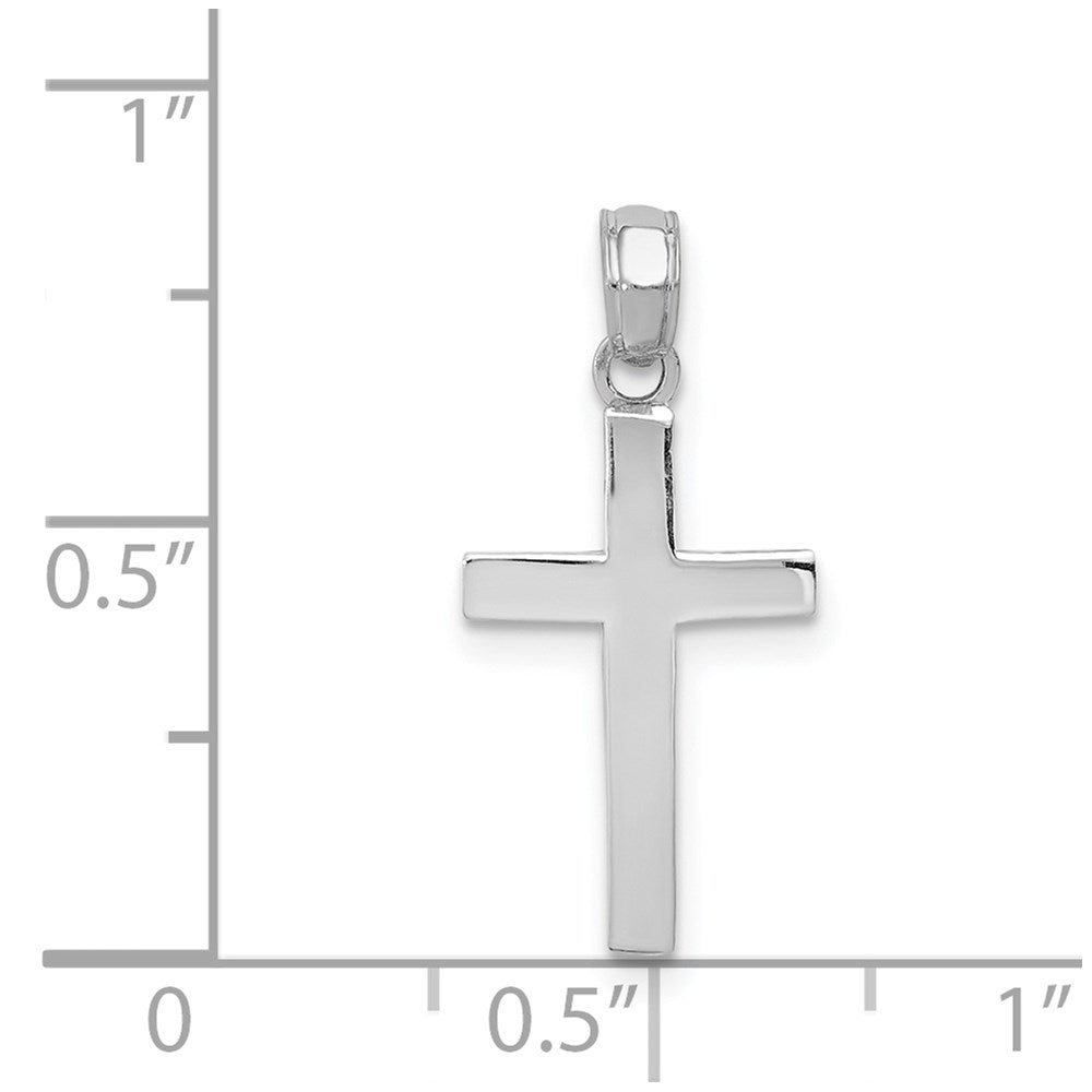14K White Gold Beveled Cross Charm