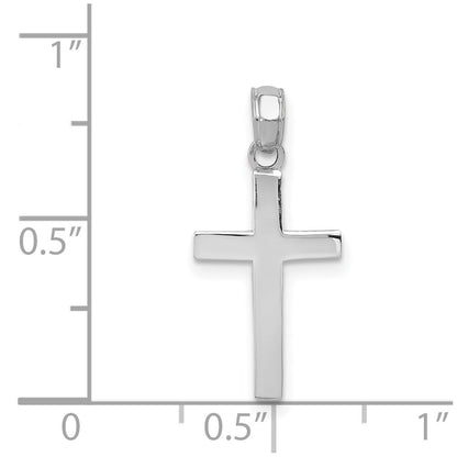 14K White Gold Beveled Cross Charm