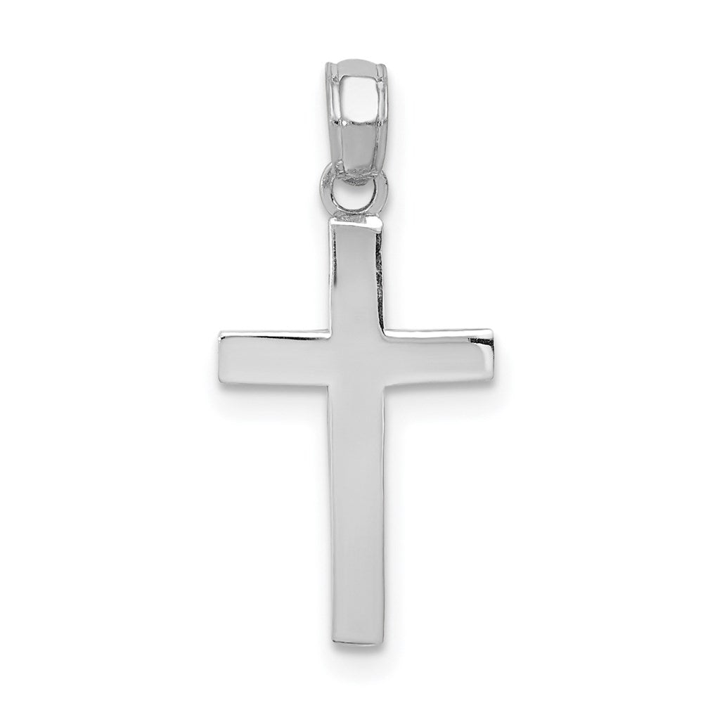 14K White Gold Beveled Cross Charm