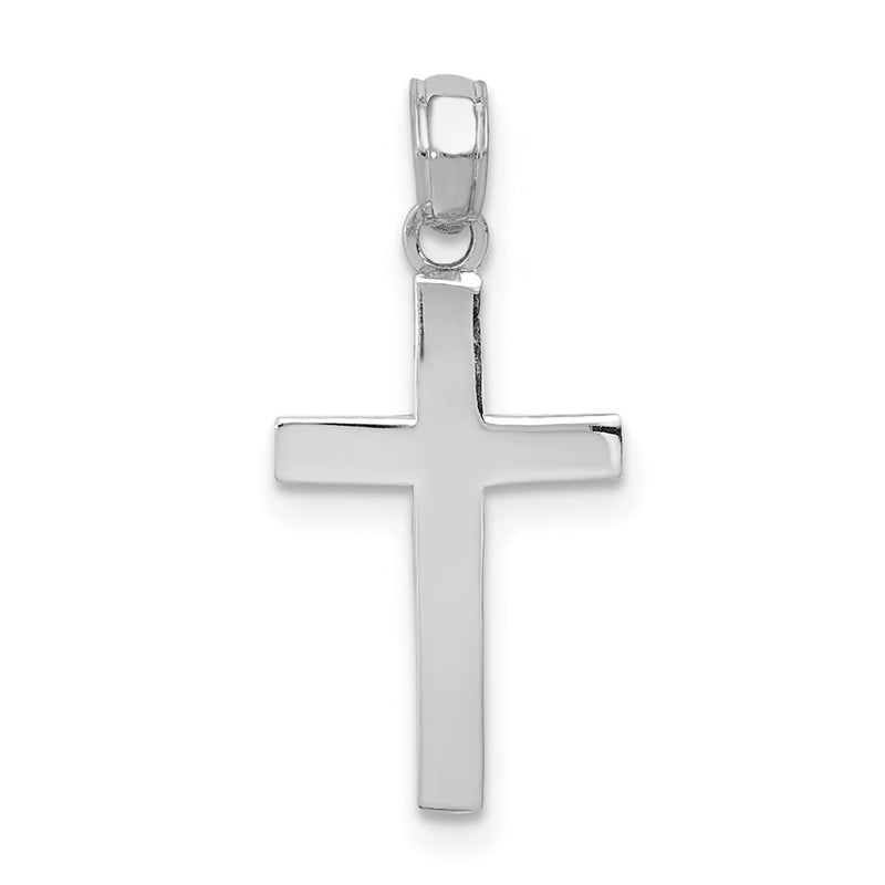 14K White Gold Beveled Cross Charm