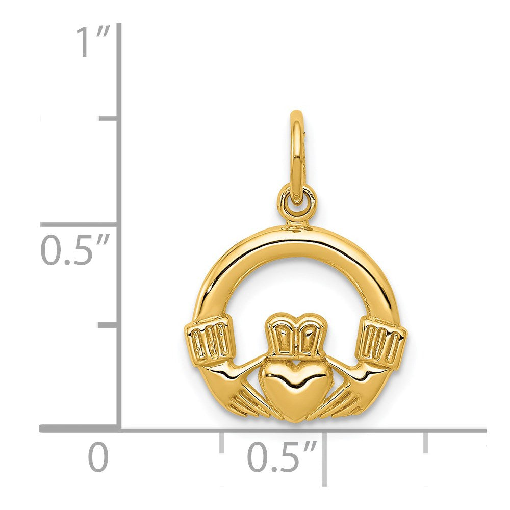 14K Yellow Gold Claddagh Charm