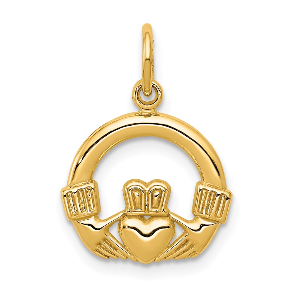 14K Yellow Gold Claddagh Charm