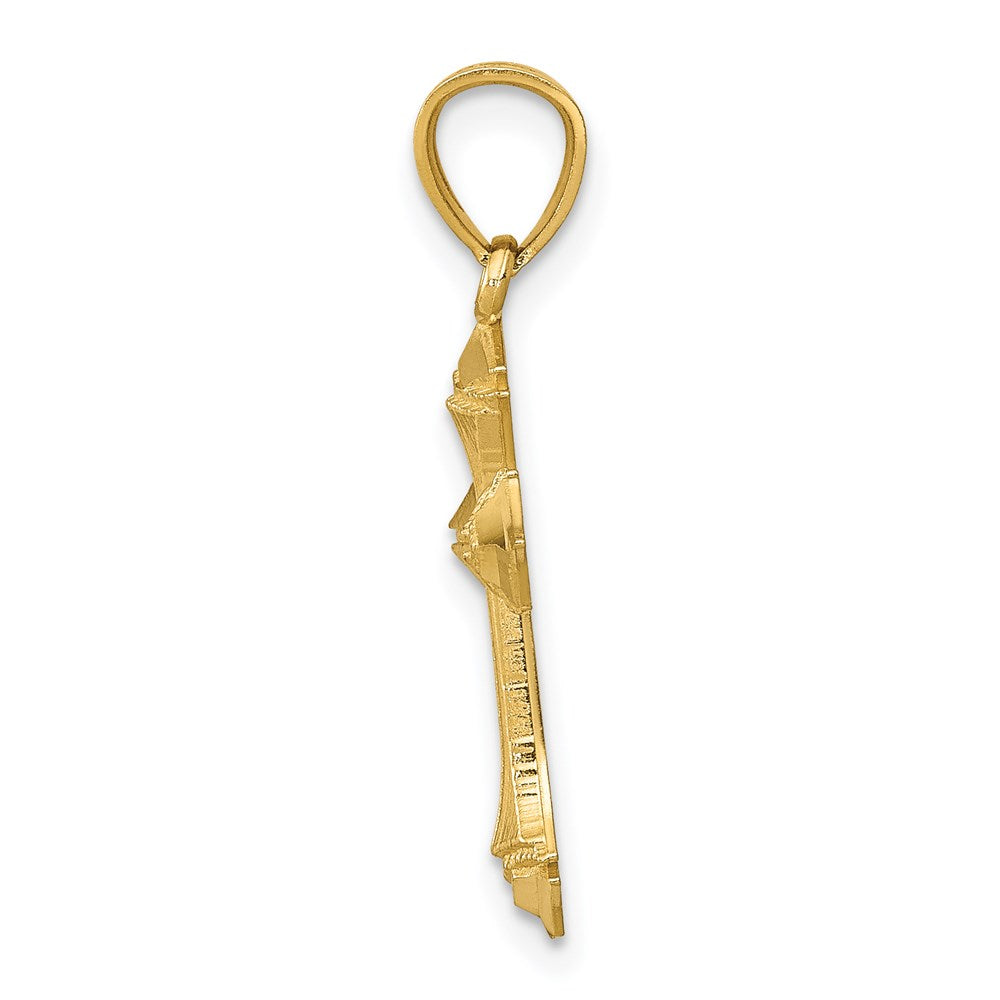 14K Yellow Gold Diamond-Cut Passion Cross Charm