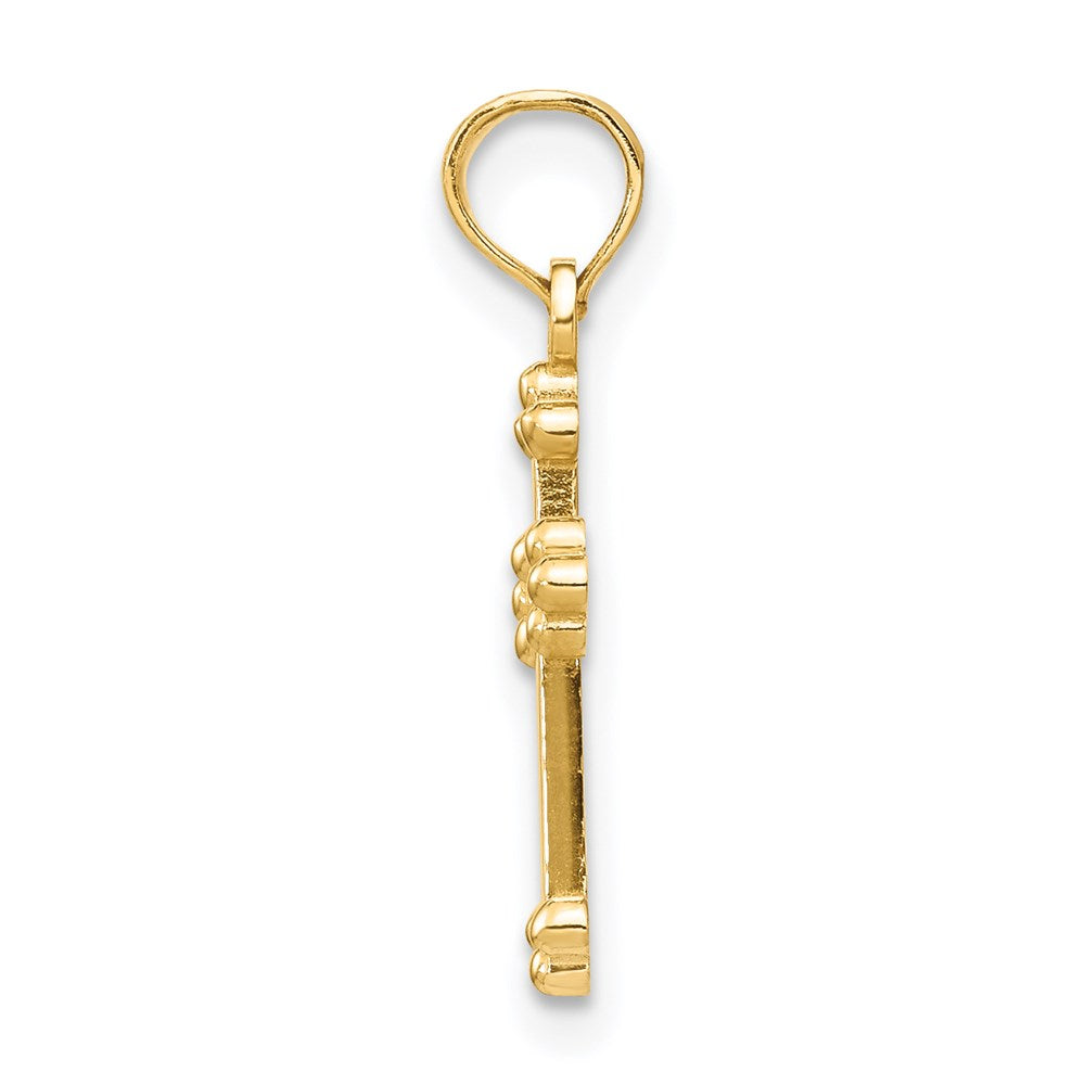 14K Yellow Gold Budded Cross Charm