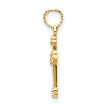 14K Yellow Gold Budded Cross Charm