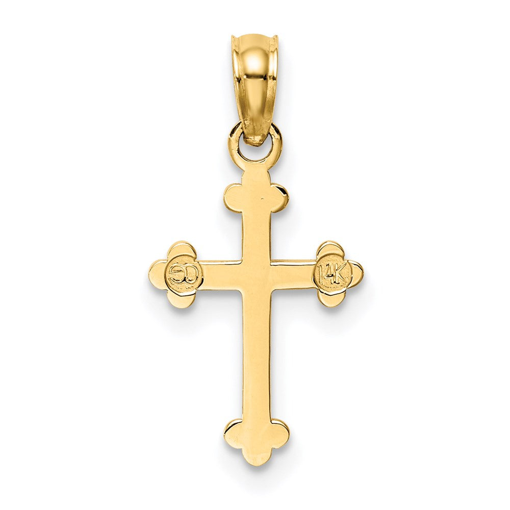14K Yellow Gold Budded Cross Charm