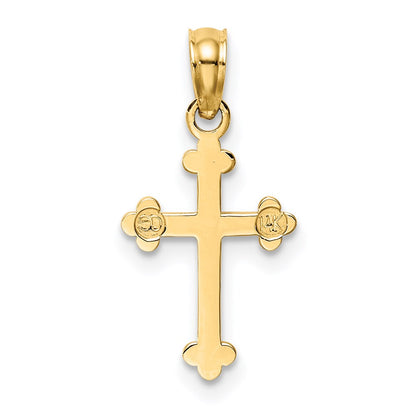 14K Yellow Gold Budded Cross Charm