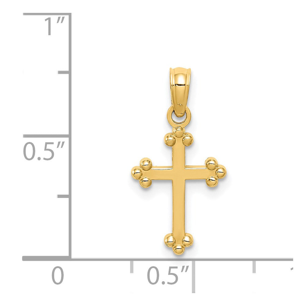 14K Yellow Gold Budded Cross Charm