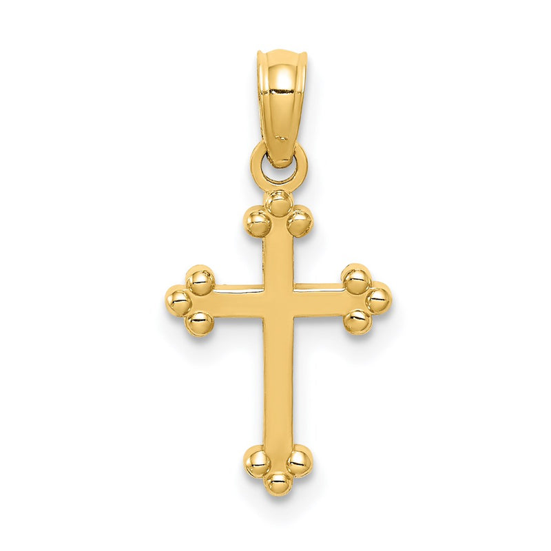 14K Yellow Gold Budded Cross Charm