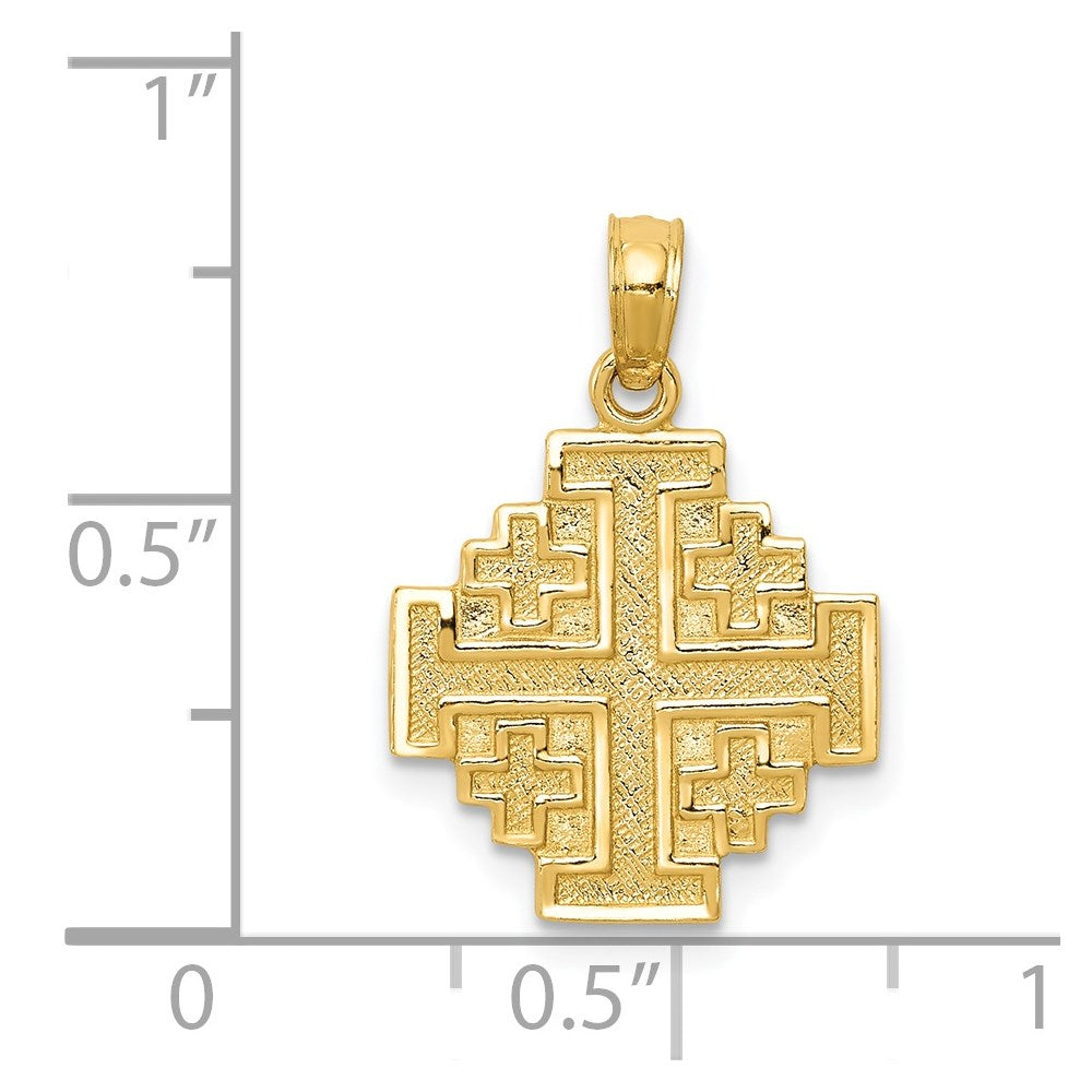 14K Yellow Gold Jerusalem Cross Pendant