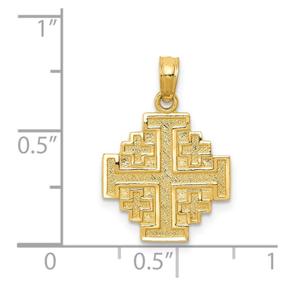 14K Yellow Gold Jerusalem Cross Pendant