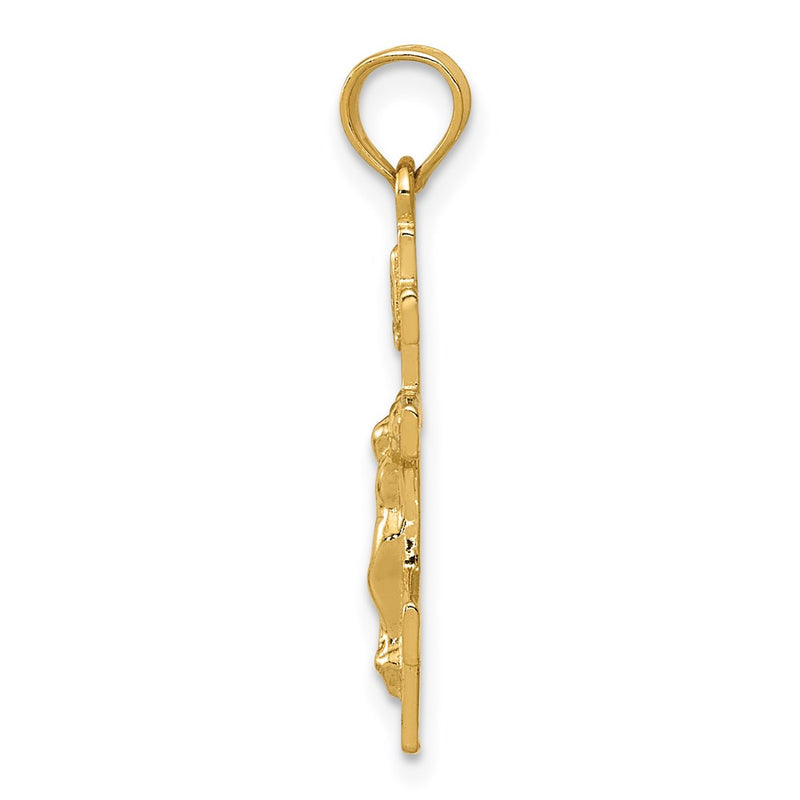 14K Yellow Gold Eastern Orthodox Crucifix Charm