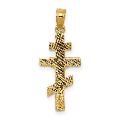 14K Yellow Gold Eastern Orthodox Crucifix Charm