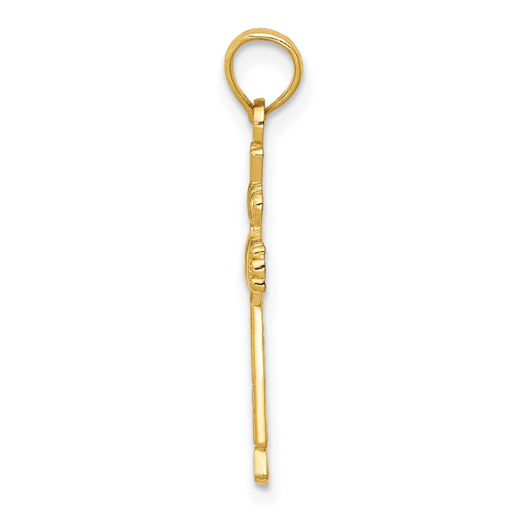 14K Yellow Gold Claddagh Cross Charm
