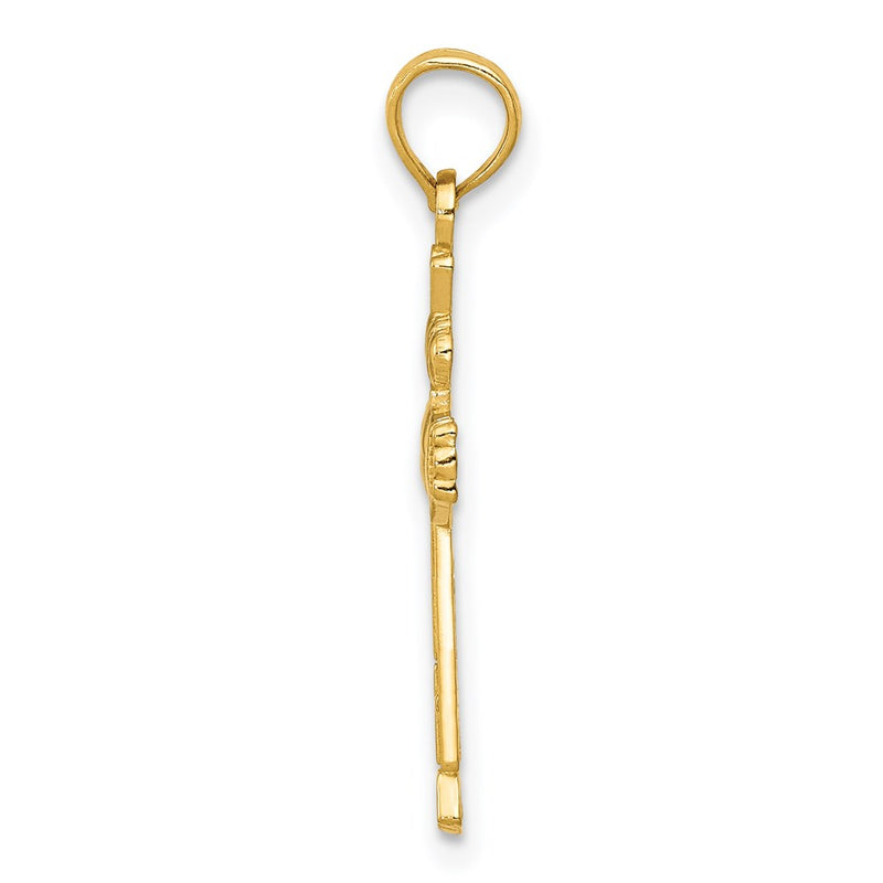 14K Yellow Gold Claddagh Cross Charm