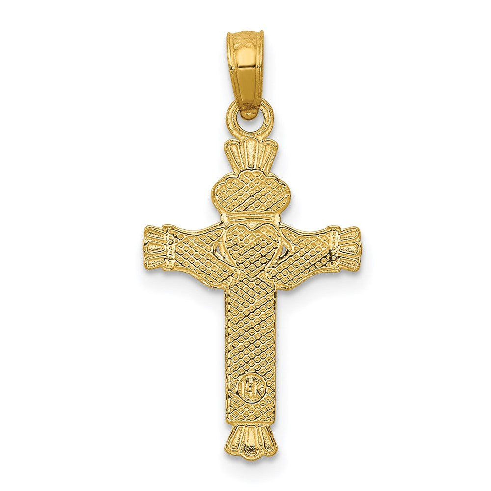14K Yellow Gold Claddagh Cross Charm
