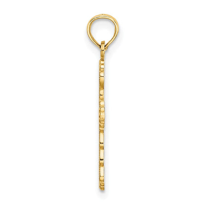 14K Yellow Gold Scalloped Cross Charm