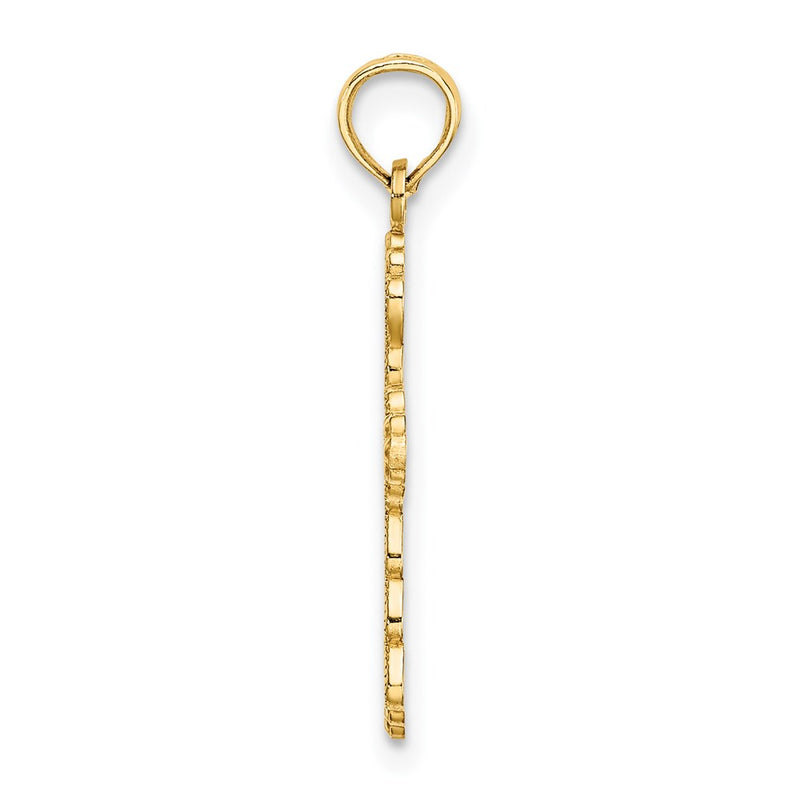 14K Yellow Gold Scalloped Cross Charm
