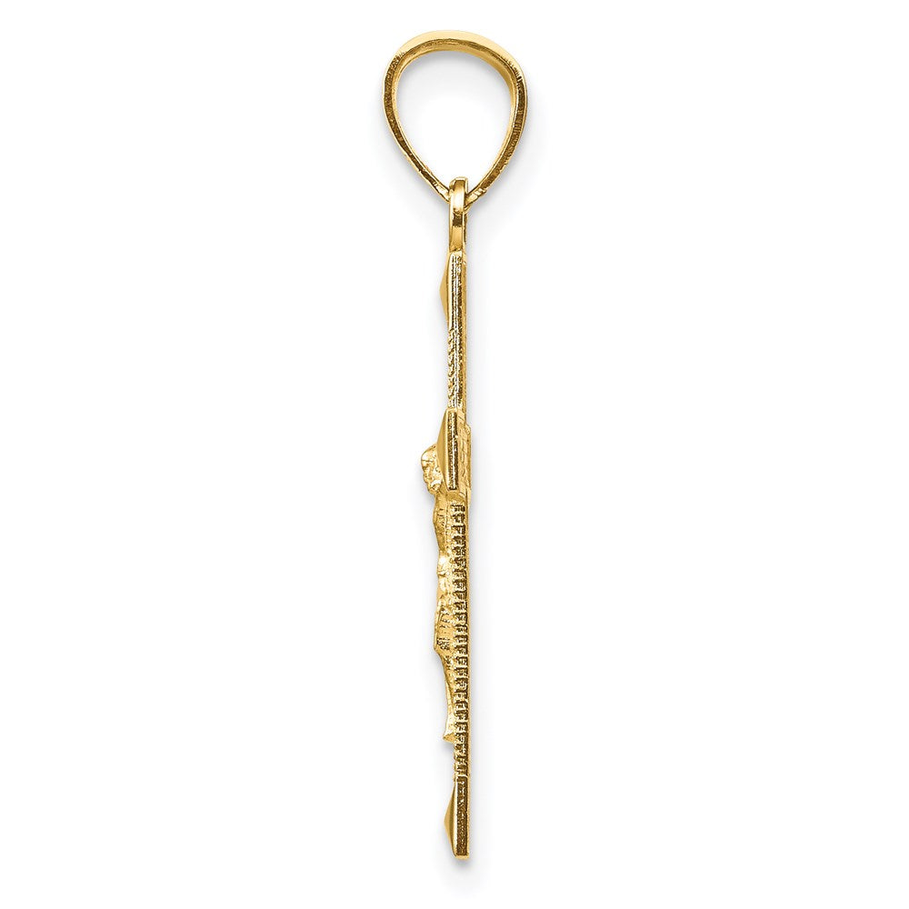 14K Yellow Gold Diamond-Cut Crucifix Pendant
