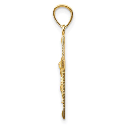 14K Yellow Gold Diamond-Cut Crucifix Pendant