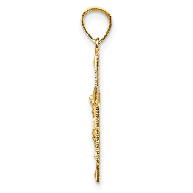14K Yellow Gold Diamond-Cut Crucifix Pendant