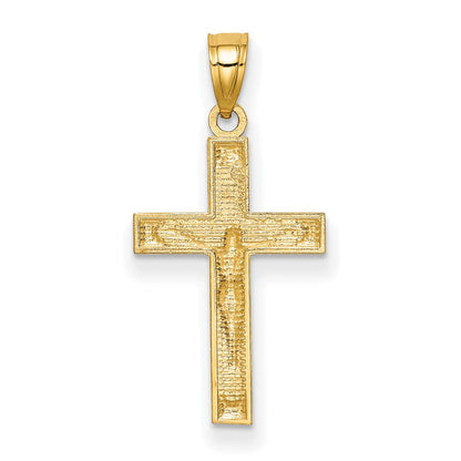 14K Yellow Gold Diamond-Cut Crucifix Pendant