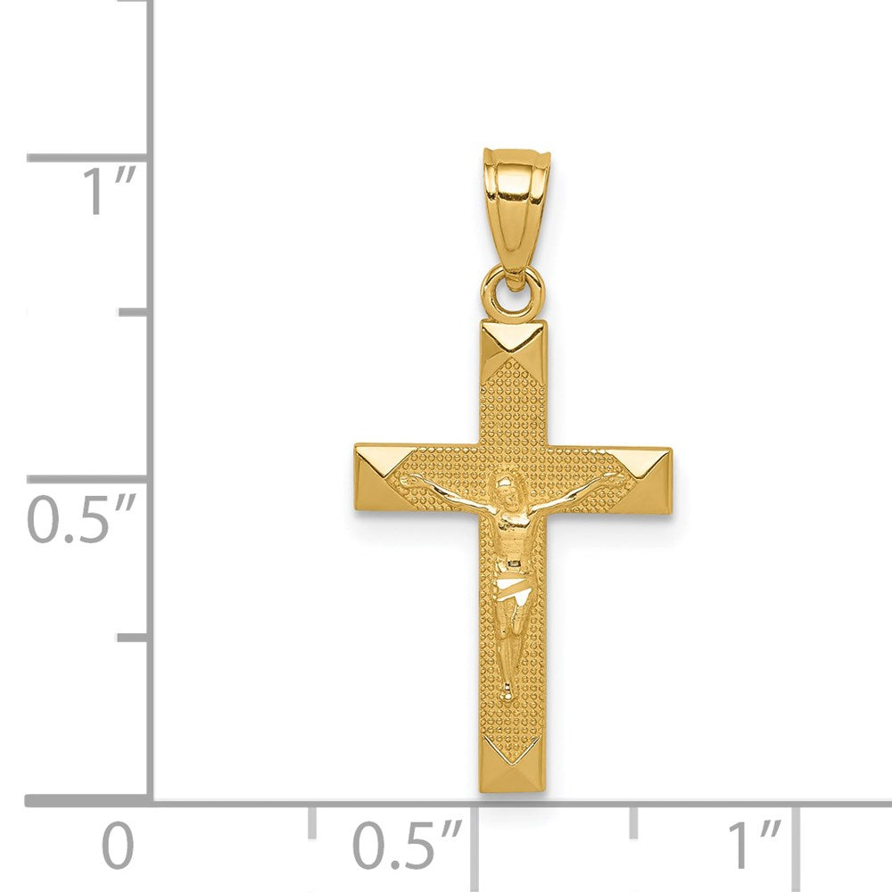 14K Yellow Gold Diamond-Cut Crucifix Pendant