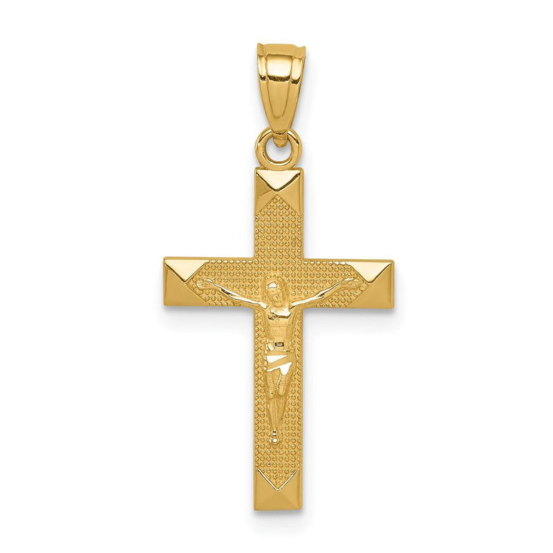 14K Yellow Gold Diamond-Cut Crucifix Pendant