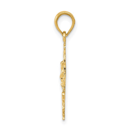 14K Yellow Gold Cara Vaca Crucifix Pendant