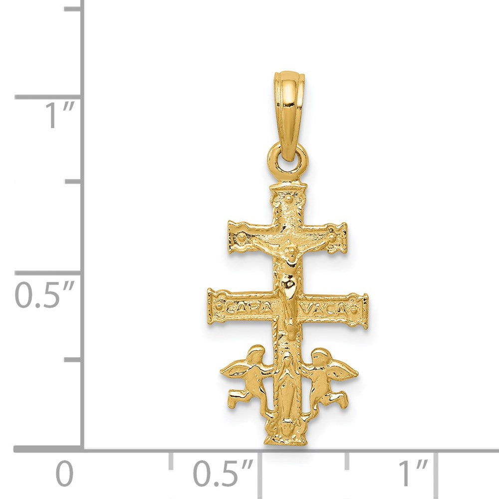 14K Yellow Gold Cara Vaca Crucifix Pendant