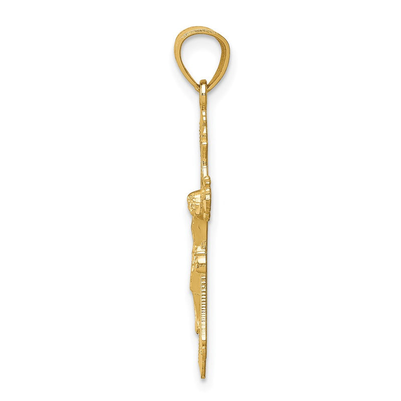 14K Yellow Gold Diamond-Cut Crucifix Pendant