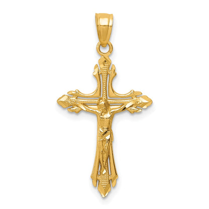 14K Yellow Gold Diamond-Cut Crucifix Pendant